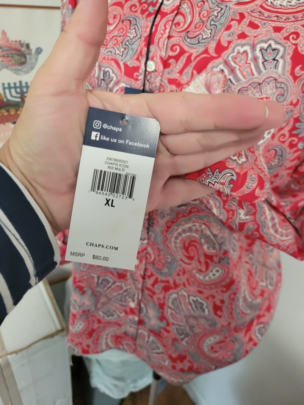 NWT Chaps XL Paisley Print Shirt No Iron - Picture 2 of 5